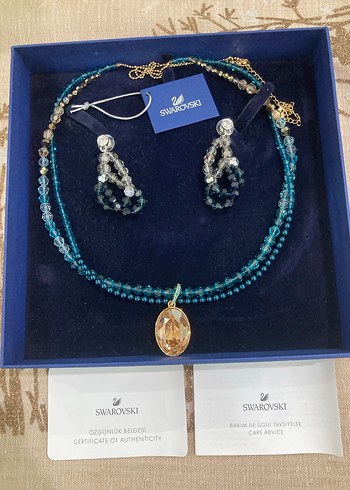 Swarovski Turkuaz Boncuklu Takı Seti
