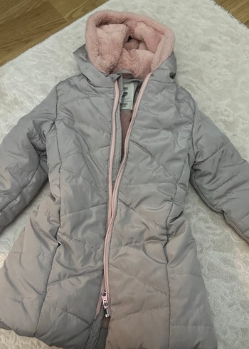 Kız Çocuk Kürk Detaylı Strappy kalın mont - Görsel 3