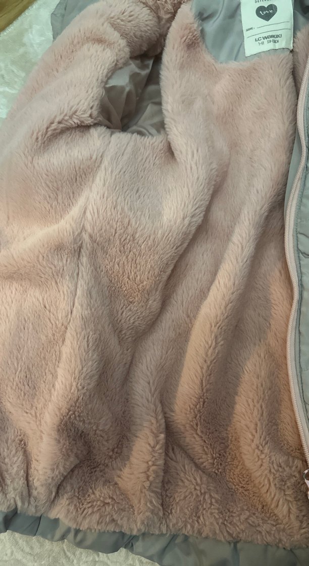 Kız Çocuk Kürk Detaylı Strappy kalın mont - Görsel 4