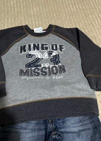 Gri Bol Kesim Denim Erkek Pantolon ve svit - Görsel 2