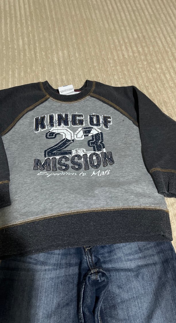 Gri Bol Kesim Denim Erkek Pantolon ve svit - Görsel 2