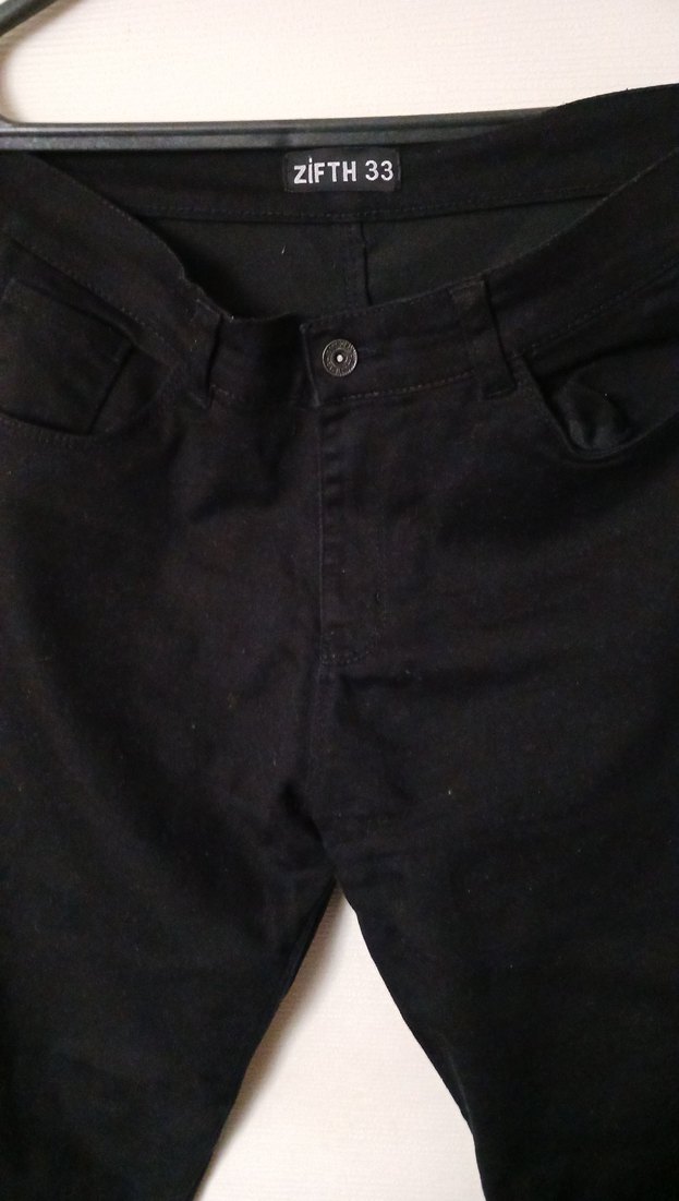 Düğmeli Siyah Erkek Kot Pantolon - Görsel 3