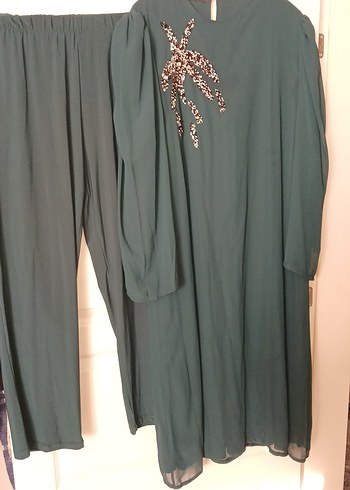 Uzun Kollu Yeşil Salaş yeşil Tunik - Görsel 6