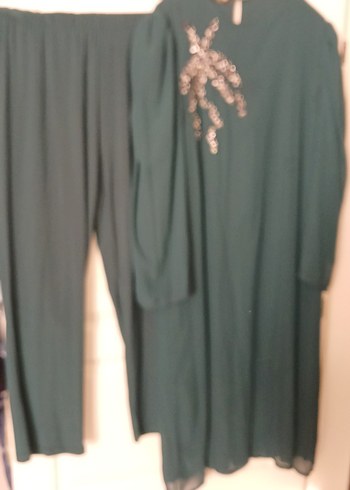 Uzun Kollu Yeşil Salaş yeşil Tunik - Görsel 5