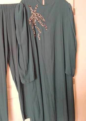 Uzun Kollu Yeşil Salaş yeşil Tunik - Görsel 3