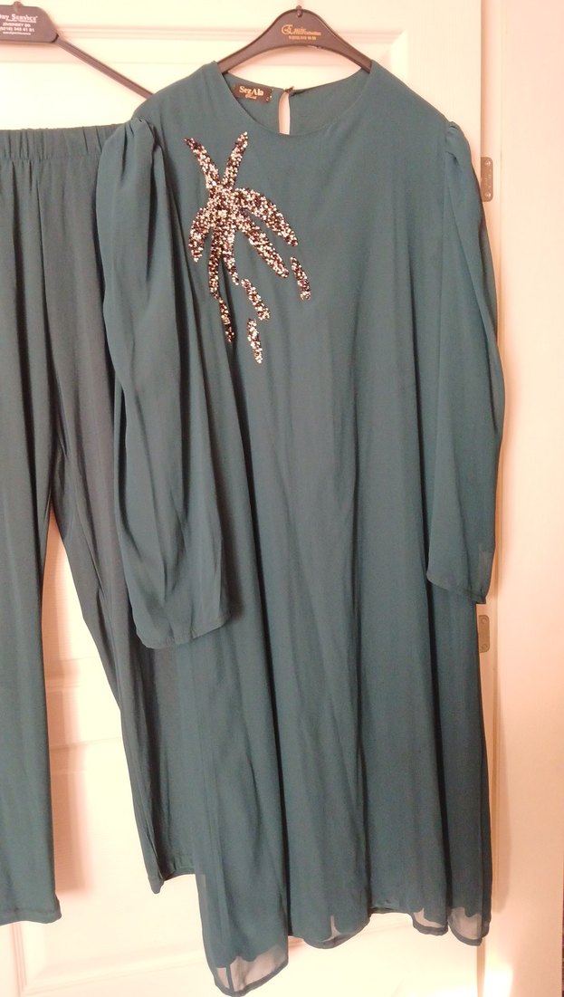 Uzun Kollu Yeşil Salaş yeşil Tunik - Görsel 3