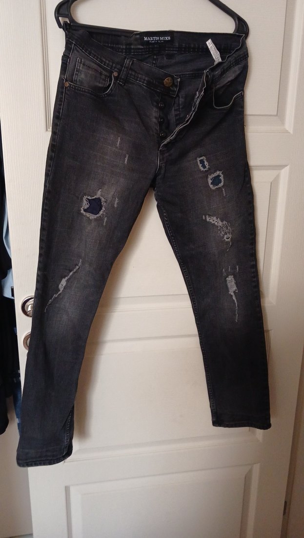 Gri Kadın Bol Kesim Midi Kot Pantolon - Görsel 2