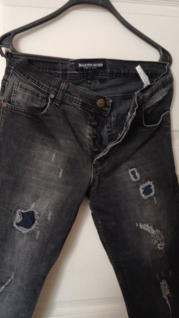 Gri Kadın Bol Kesim Midi Kot Pantolon - Görsel 3