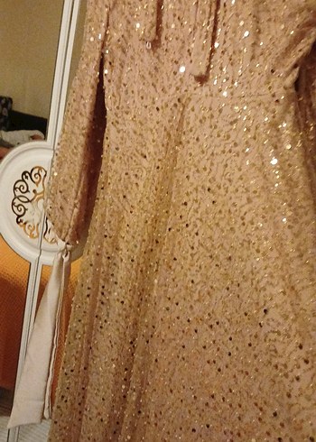 Bej Nakışlı Uzun Bohem Elbise - Görsel 7