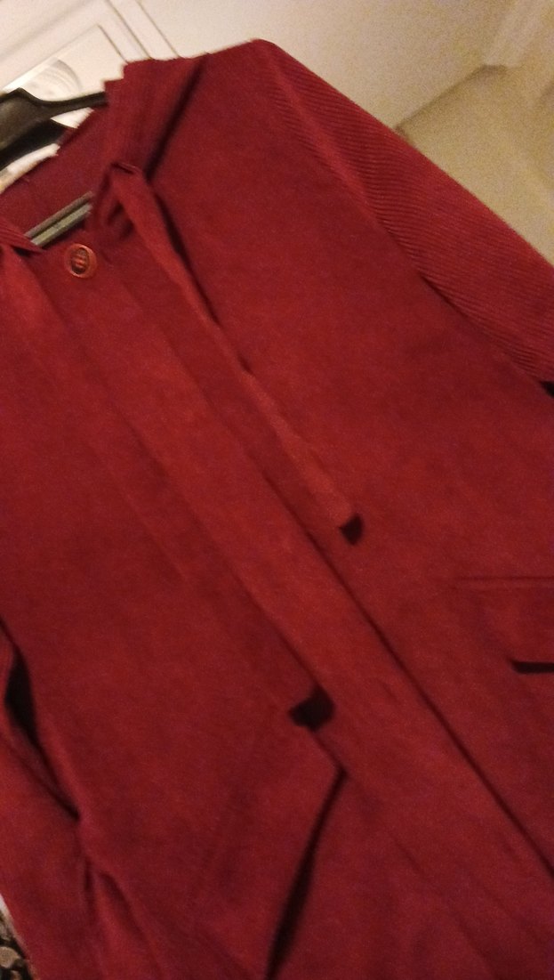 Bordo Süet Uzun Hamile Kabanı - Görsel 5