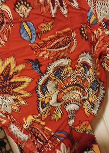 Kırmızı Desenli Bohem Uzun Elbise - Görsel 7