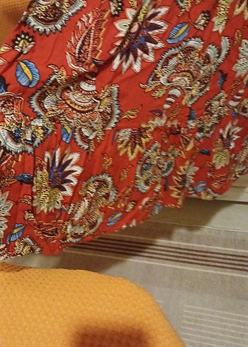 Kırmızı Desenli Bohem Uzun Elbise - Görsel 5