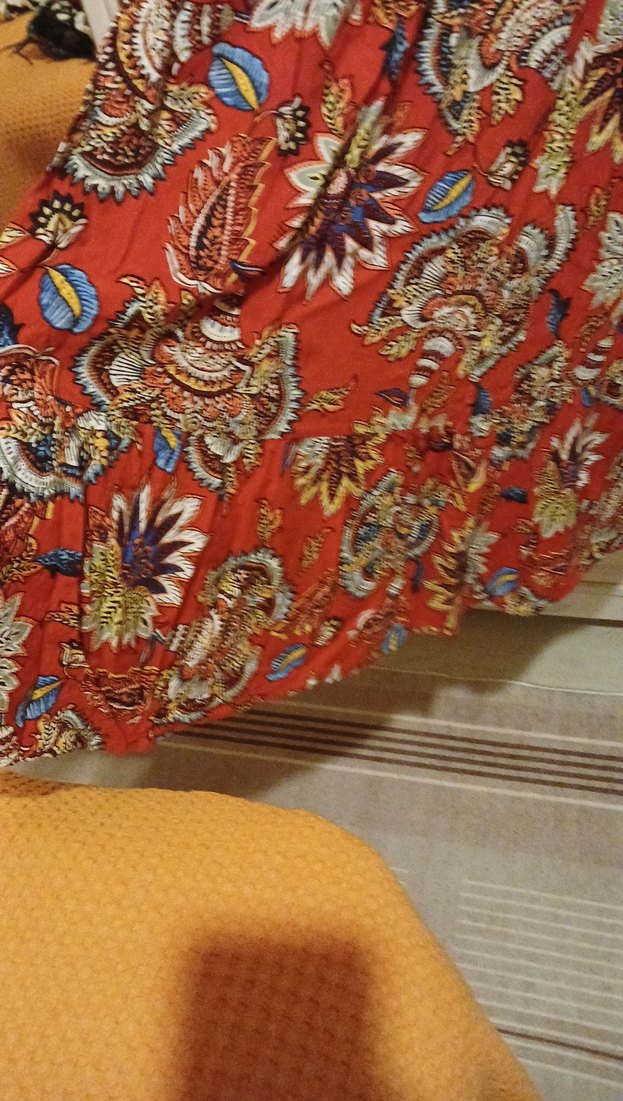 Kırmızı Desenli Bohem Uzun Elbise - Görsel 5