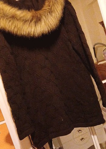 Kahverengi Örgü Hamile Midi Ceket - Görsel 5