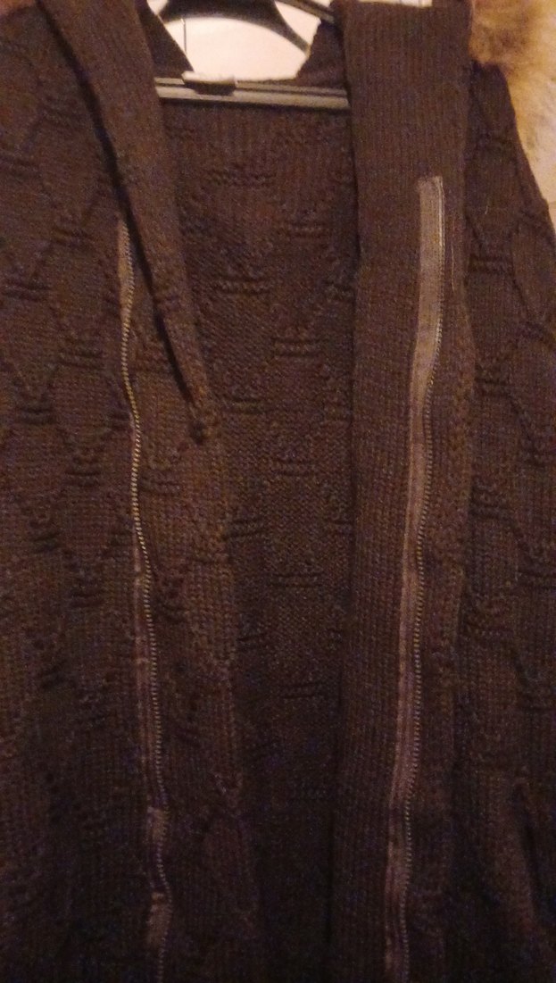 Kahverengi Örgü Hamile Midi Ceket - Görsel 3