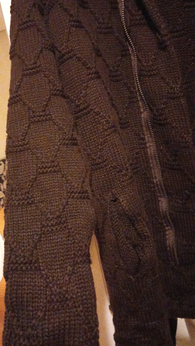 Kahverengi Örgü Hamile Midi Ceket - Görsel 4