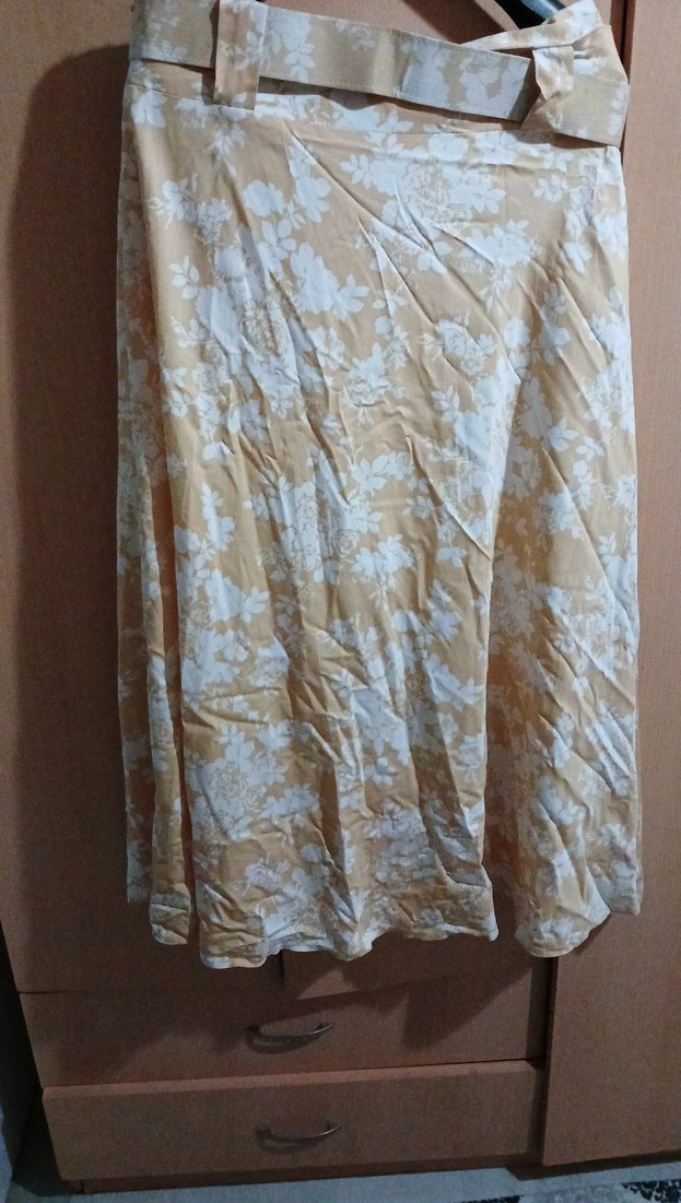 Bej Çiçek Desenli Uzun Etek - Görsel 2