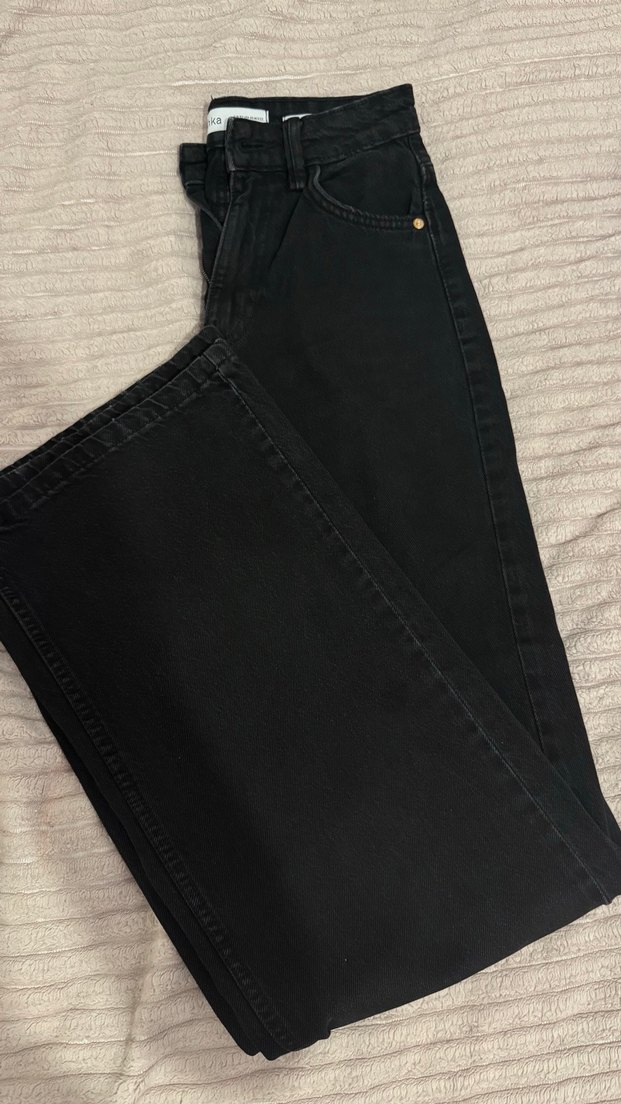 BERSHKA Kadın Siyah Denim Pantolon - Görsel 2