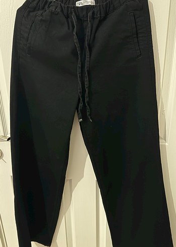 Zara Siyah jean görünümlü lastikli bel pantolon - Görsel 3