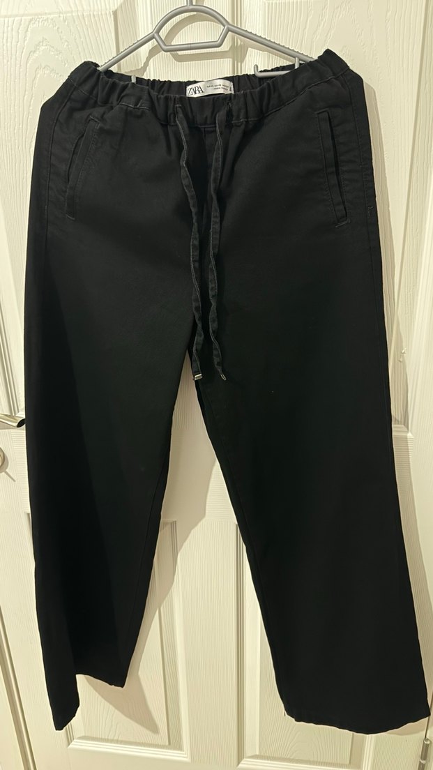 Zara Siyah jean görünümlü lastikli bel pantolon - Görsel 3