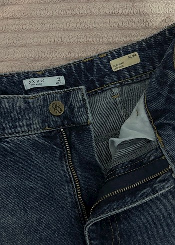 Blue Mid Rise Straight Fit Denim (Jeans Pantolon Bol kesim) - Görsel 2