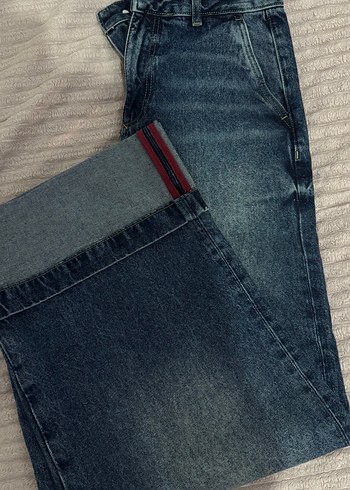 Blue Mid Rise Straight Fit Denim (Jeans Pantolon Bol kesim) - Görsel 3