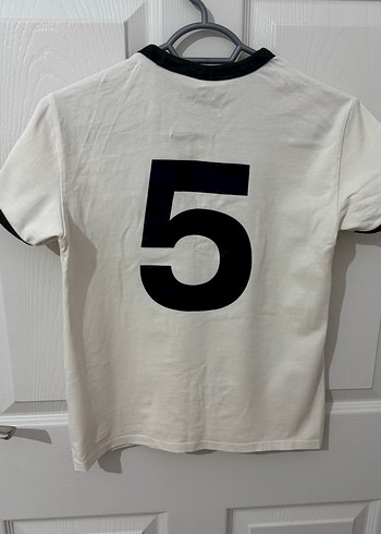 Beyaz Baskılı Kısa Kollu Pamuklu Tişört - Görsel 4