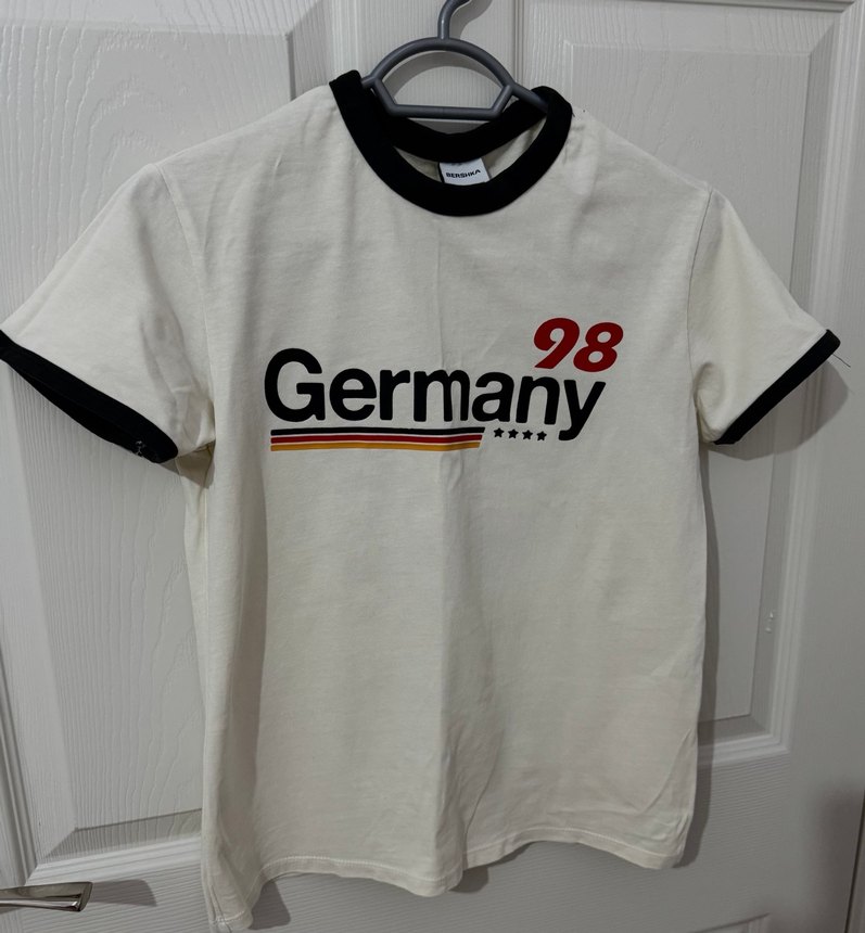 Beyaz Baskılı Kısa Kollu Pamuklu Tişört - Görsel 2