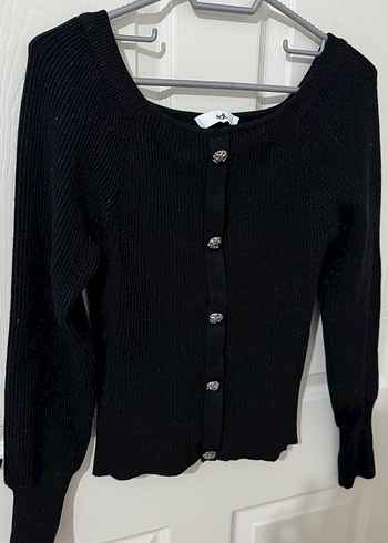 Siyah simli Triko Hırka - Görsel 3