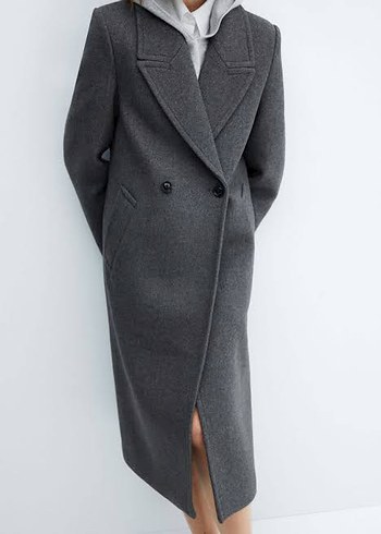 MANGO lapels wool coat.Uzun boy Gri kaban
