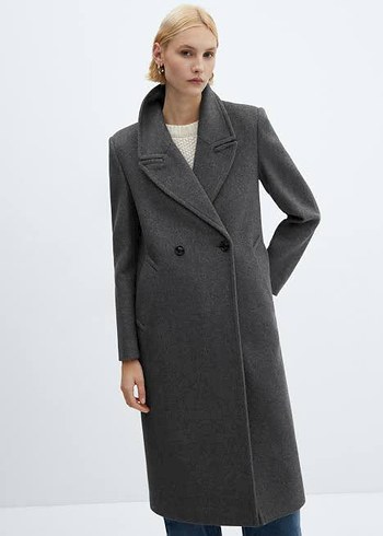 MANGO lapels wool coat.Uzun boy Gri kaban - Görsel 6