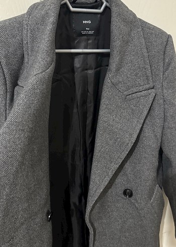 Mango MANGO lapels wool coat.Uzun boy Gri kaban