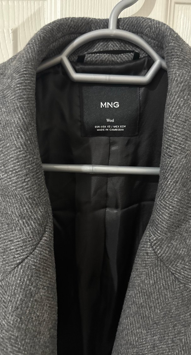 MANGO lapels wool coat.Uzun boy Gri kaban - Görsel 4