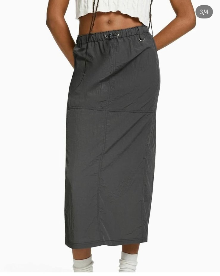 Gri Midi  Etek - Görsel 2