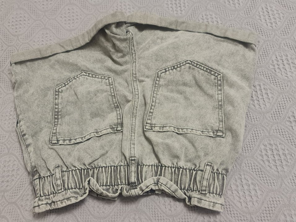 Düğmeli Gri Kadın Şort - Görsel 4