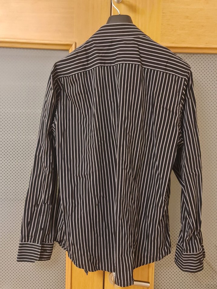 Siyah Çizgili Uzun Kollu Erkek Gömlek - Görsel 2