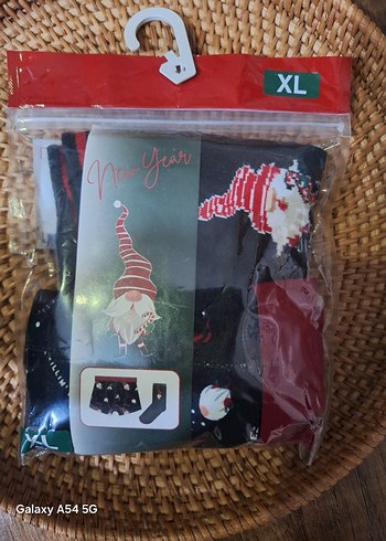 yılbaşı temalı erkek boxer ve çorap 