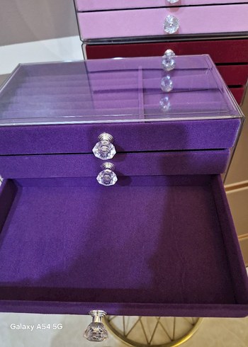 3 cekmeceli kadife takı Kutusu - Görsel 5