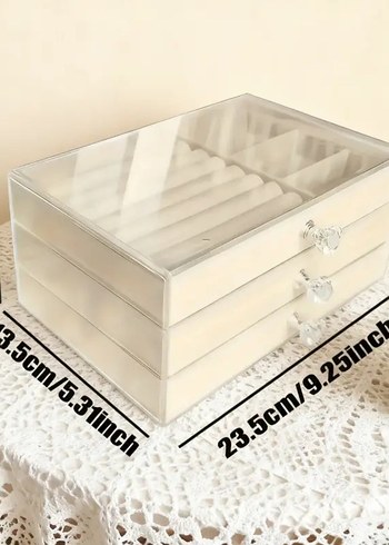 3 cekmeceli kadife takı Kutusu - Görsel 7