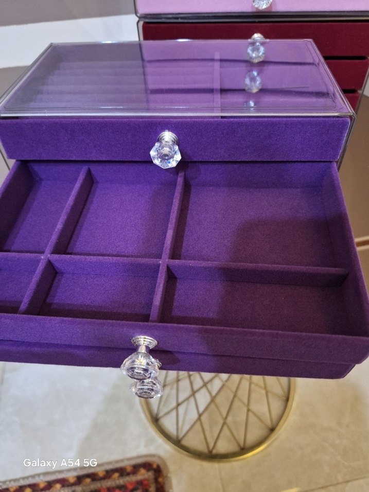 3 cekmeceli kadife takı Kutusu - Görsel 4