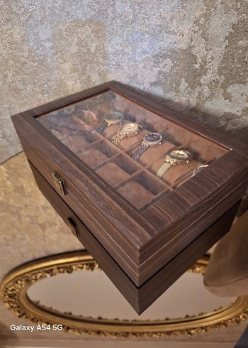 12 yuvalı Kahverengi Ahşap Saat Kutusu - Görsel 7