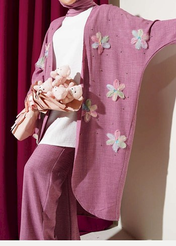 40 Beden Çiçekli Kimono ikili takım