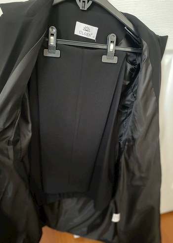 Siyah Düğmeli Kadın Midi Blazer Ceket takım - Görsel 3