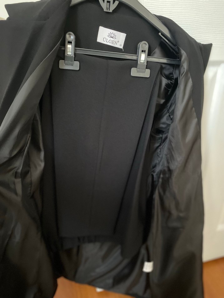 Siyah Düğmeli Kadın Midi Blazer Ceket takım - Görsel 3