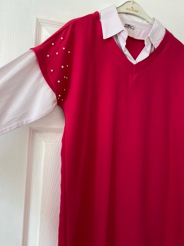 Kolu incili gömlek detaylı tunik - Görsel 2