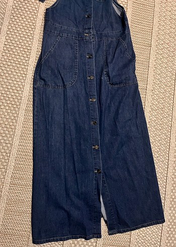 Kadın Mavi Denim Askılı Kısa Tulum - Görsel 2