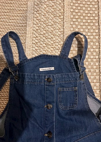 Kadın Mavi Denim Askılı Kısa Tulum - Görsel 3