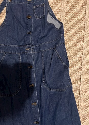 Kadın Mavi Denim Askılı Kısa Tulum - Görsel 4