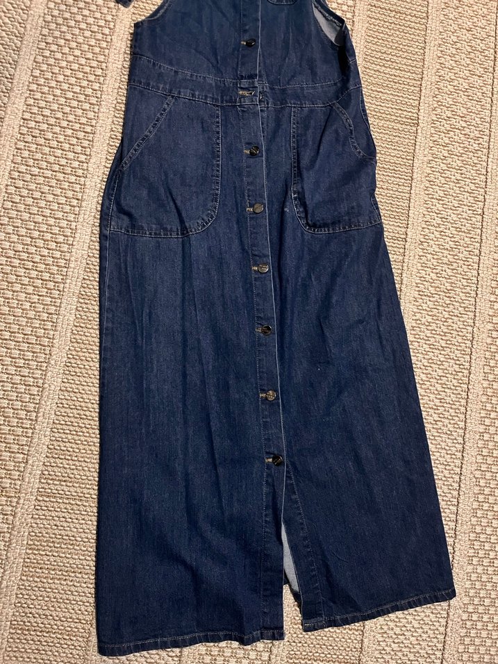 Kadın Mavi Denim Askılı Kısa Tulum - Görsel 2