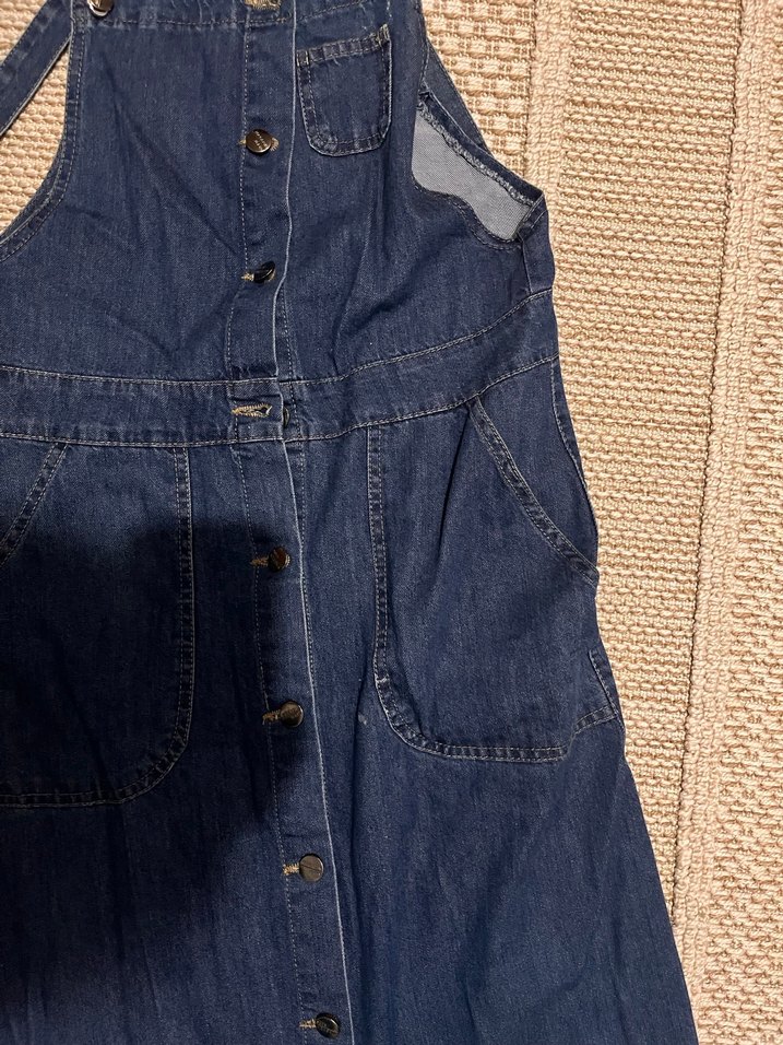 Kadın Mavi Denim Askılı Kısa Tulum - Görsel 4